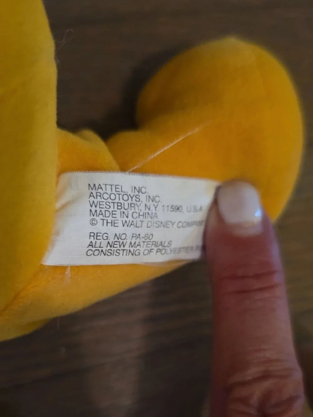 Winnie The Pooh- Vintage 1990/Mattel / Disney Plush Bear - Yellow with Red Shirt